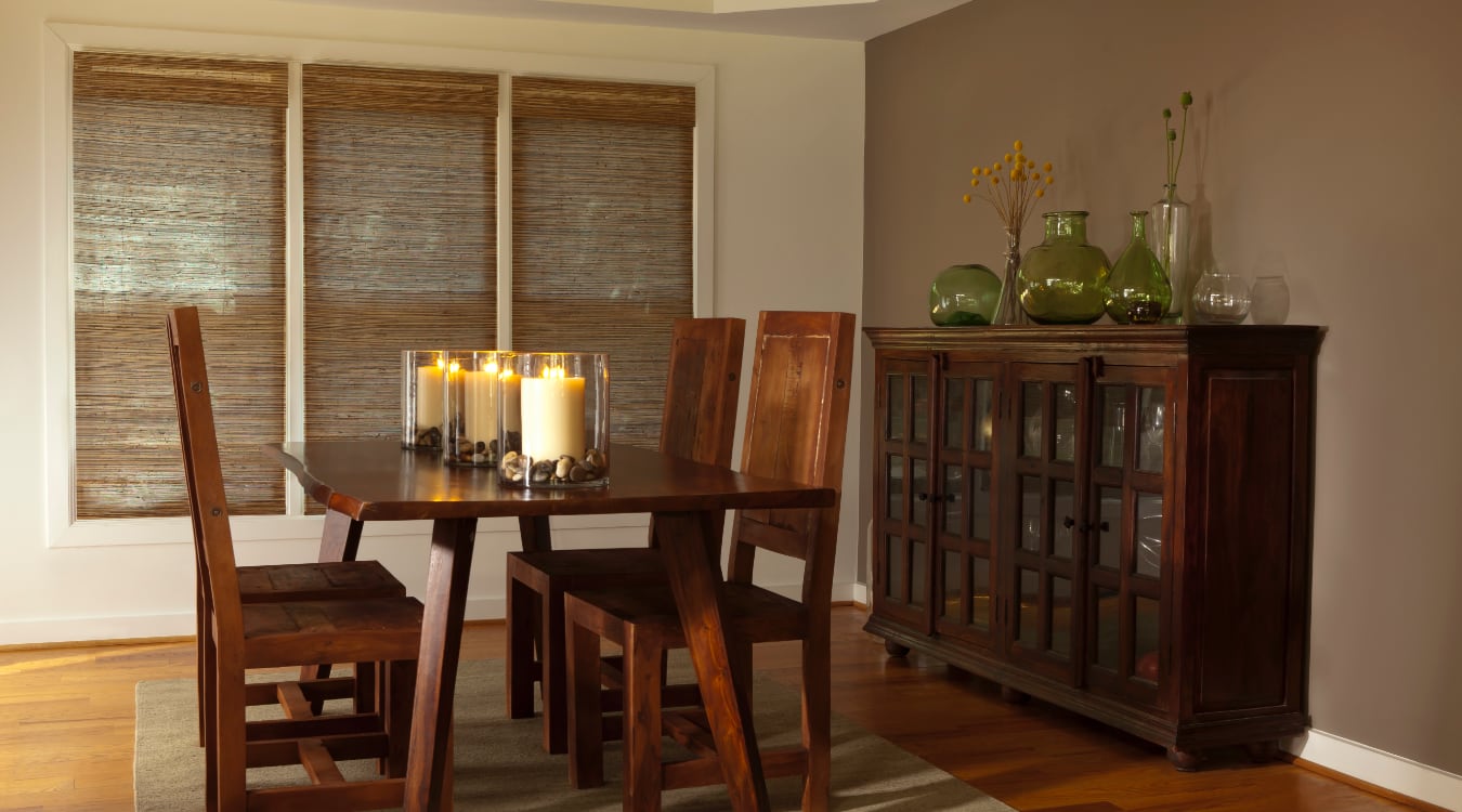 Woven shutters in a St. George dining room.